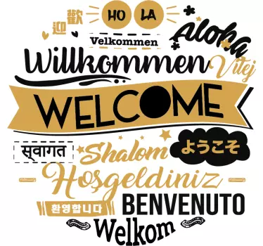 Welcome Various Languages Text Sticker - TenStickers