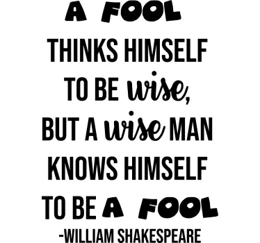 William Shakespeare Fool Living Room Wall Decor - TenStickers