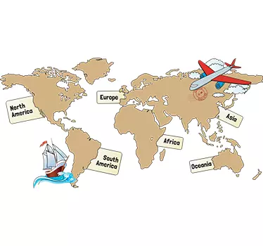 World Map With Continents Sticker - TenStickers