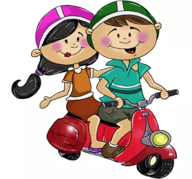 Young Couple in Motorbike Wall Sticker - TenStickers