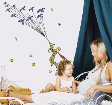 Little Prince Flying Birds Wall Sticker for Kids - TenStickers