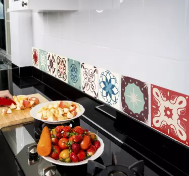 Vintage floral pattern tile sticker - TenStickers