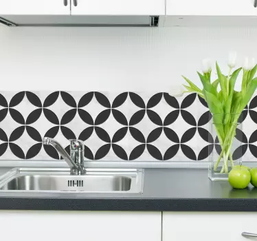 Flower pattern hydraulic bathroom tile sticker - TenStickers