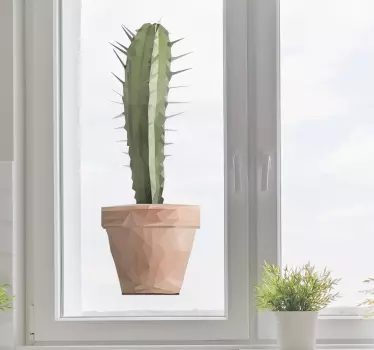 Polygonal cactus plant wall sticker - TenStickers