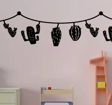Cactus Pattern Bunting Wall Sticker - TenStickers