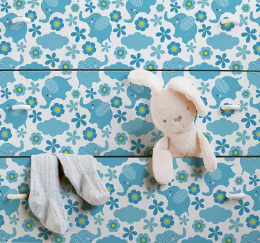 Floral elephant pattern furniture sticker - TenStickers