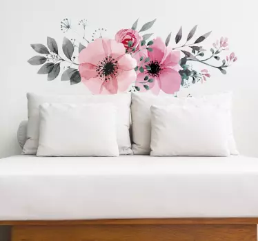 Beautiful pink  living room flower wall sticker - TenStickers