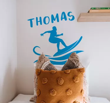 Surfer with name  decal - TenStickers