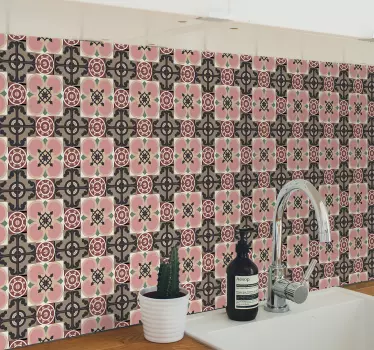 Victorian geometric design tile sticker - TenStickers
