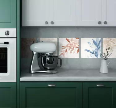 Floral watercolor pattern tile sticker - TenStickers