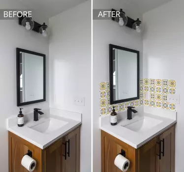 Yellow and grey bathroom tile transfer - TenStickers