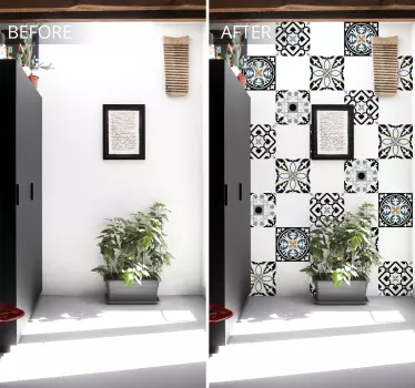 Blue and black pattern Portuguese tile transfer - TenStickers