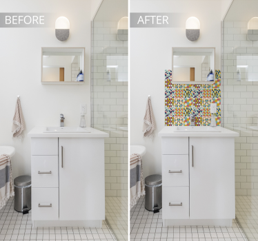 Intricate colourful kitchen tile sticker - TenStickers