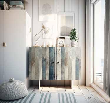 Aged Wood Blue Tones Furniture Decal - TenStickers