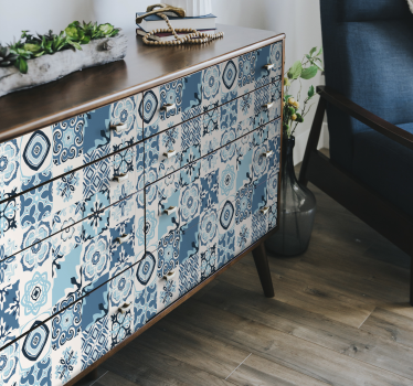 Blue tiles furniture sticker - TenStickers