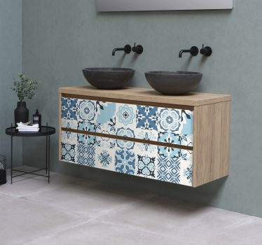 Blue tiles furniture sticker - TenStickers