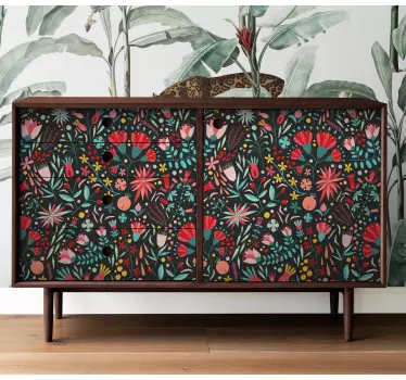 Multicolour flowers with hem furniture sticker - TenStickers