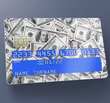 Dollars banknote pattern credit card sticker - TenStickers