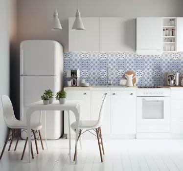 Delft blue ornamental kitchen tile sticker - TenStickers