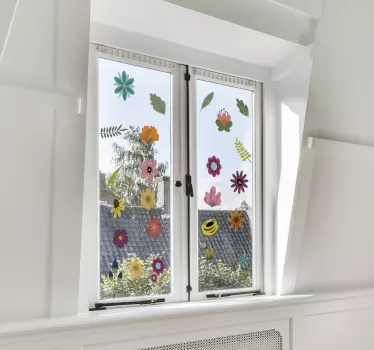 Flat Flowers flower sticker - TenStickers