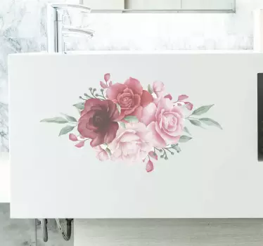 Red and pink roses watercolor flower wall sticker - TenStickers