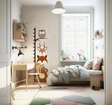 Woodland Height Chart Animal wall Sticker - TenStickers