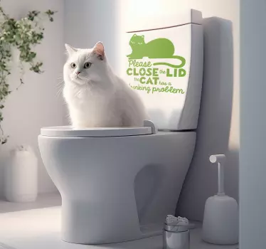 Cat with funny WC text animal wall sticker - TenStickers