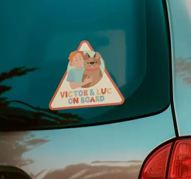 Dog and baby on board sticker - TenStickers