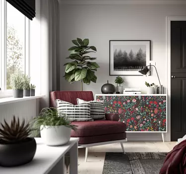 Multicolour flowers with hem furniture sticker - TenStickers