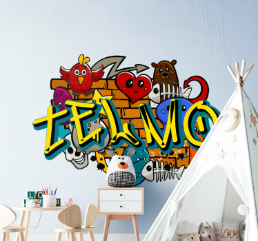 Colourful personalised name urban wall sticker for kids - TenStickers