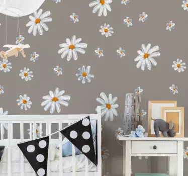 70's daisy pattern sheet wall sticker for kids - TenStickers