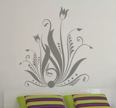 Abstract lillies living room wall sticker - TenStickers