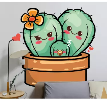 Adorable cactus clan wall sticker - TenStickers