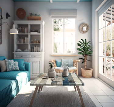 Aged Wood Blue Tones Furniture Decal - TenStickers