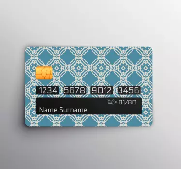 Antique vintage blue and white pattern bank card sticker - TenStickers