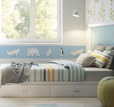 Arctic animal design wall border children's room sticker - TenStickers