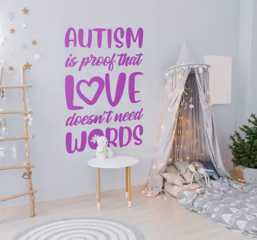 Autism love words text decal - TenStickers