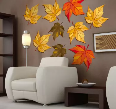 Pack of 9 Autumn Leaves Wall Decal - TenStickers