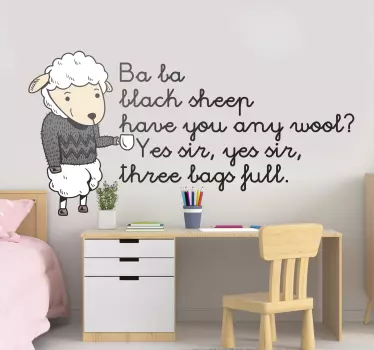 Ba ba black sheep nursery rhyme animal wall sticker - TenStickers