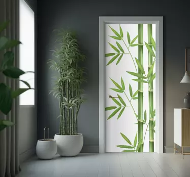 Bamboo plant door sticker - TenStickers