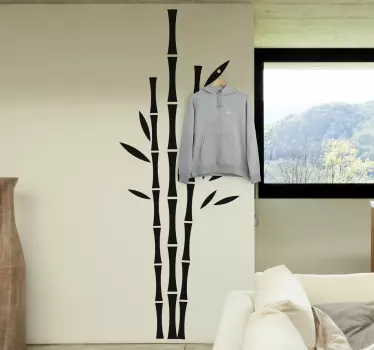 Black bamboo tree plant wall sticker - TenStickers