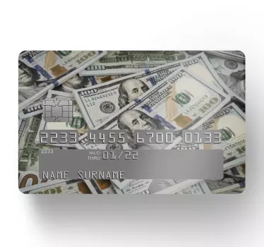 Bank number USA bills debit card skin - TenStickers