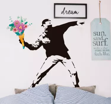 Banksy revolution flower wall art sticker - TenStickers