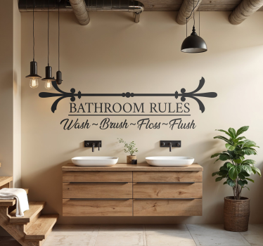Bathroom wall sticker rules text - TenStickers
