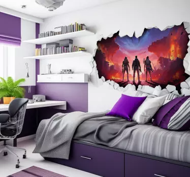 Video game battle scene 3D wall sticker - TenStickers