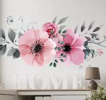 Beautiful pink  living room flower wall sticker - TenStickers