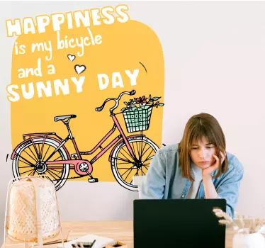 Text sticker sunny day and a bicycle - TenStickers
