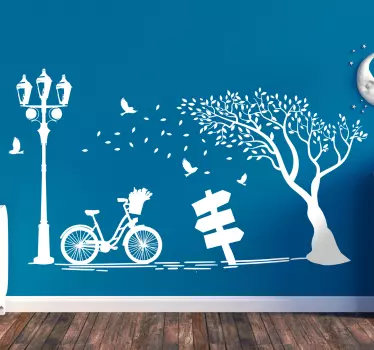 Bicycle With Lamp nature wall sticker - TenStickers