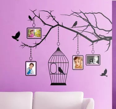 Bird Tree Frames animal living room wall sticker - TenStickers