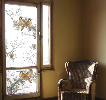 Birds and branches window sticker - TenStickers